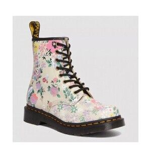Dr. Martens Women's 1460 Floral Mash Up Lace Up Boot - Parchment Beige NWB 6